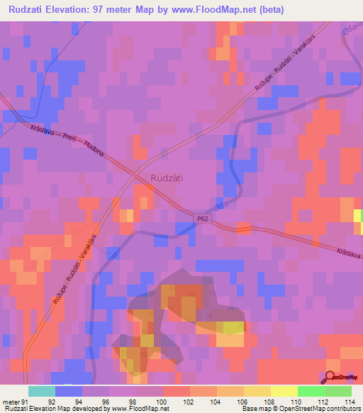 Rudzati,Latvia Elevation Map