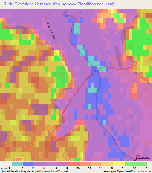 Rude,Latvia Elevation Map