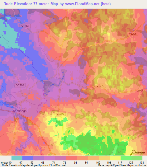 Rude,Latvia Elevation Map