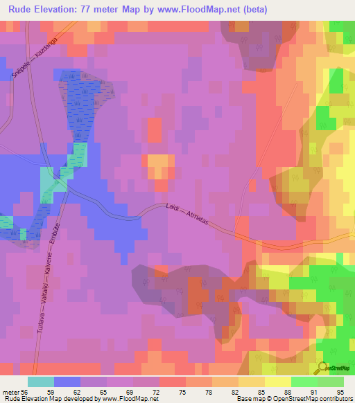 Rude,Latvia Elevation Map