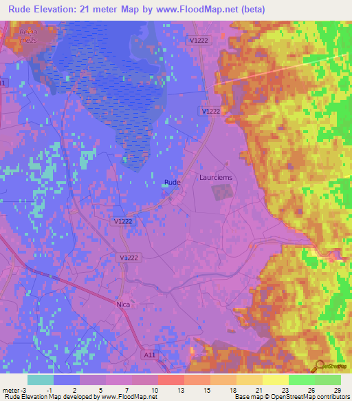 Rude,Latvia Elevation Map