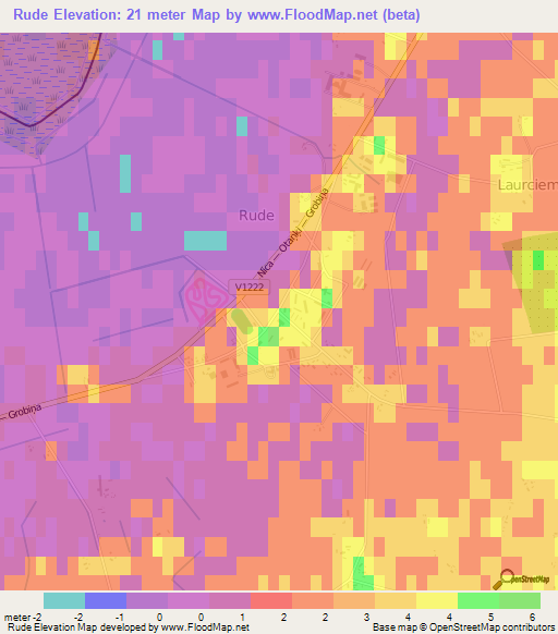 Rude,Latvia Elevation Map