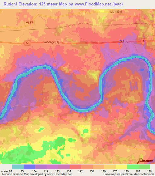 Rudani,Latvia Elevation Map