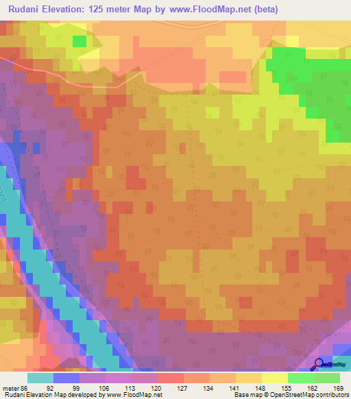 Rudani,Latvia Elevation Map