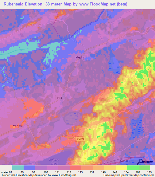 Rubensala,Latvia Elevation Map