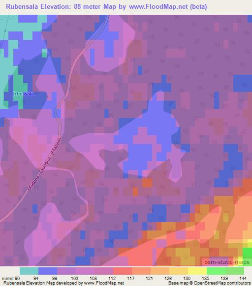 Rubensala,Latvia Elevation Map