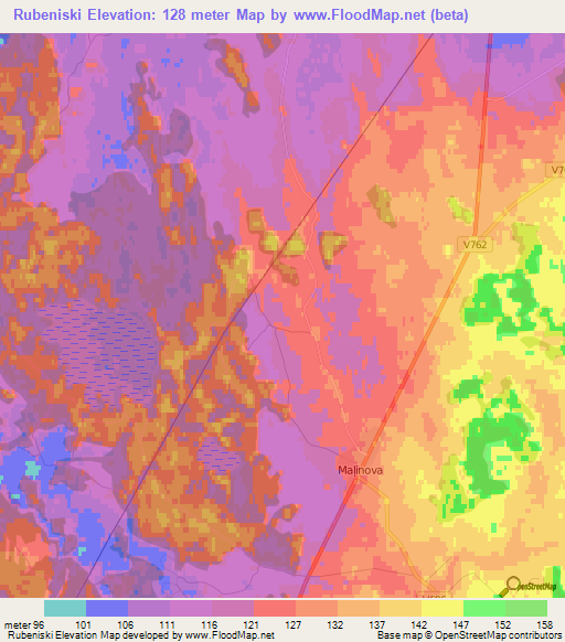 Rubeniski,Latvia Elevation Map