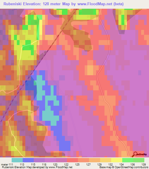 Rubeniski,Latvia Elevation Map