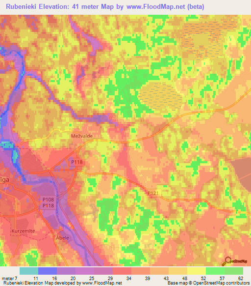 Rubenieki,Latvia Elevation Map