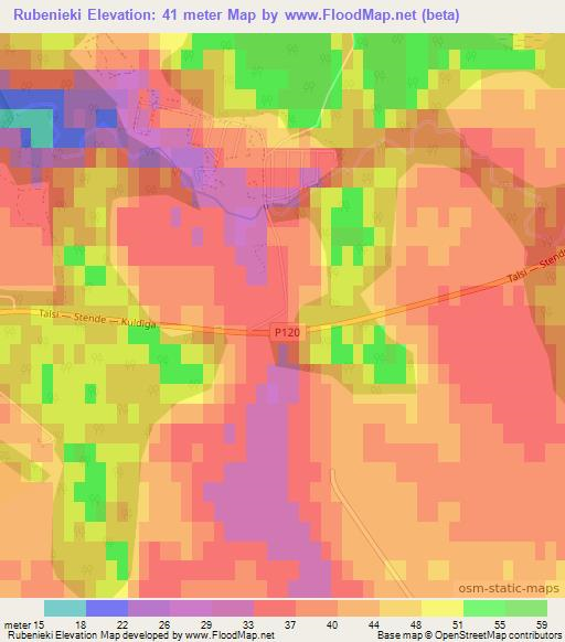 Rubenieki,Latvia Elevation Map