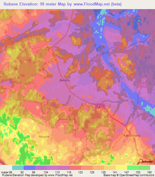 Rubene,Latvia Elevation Map