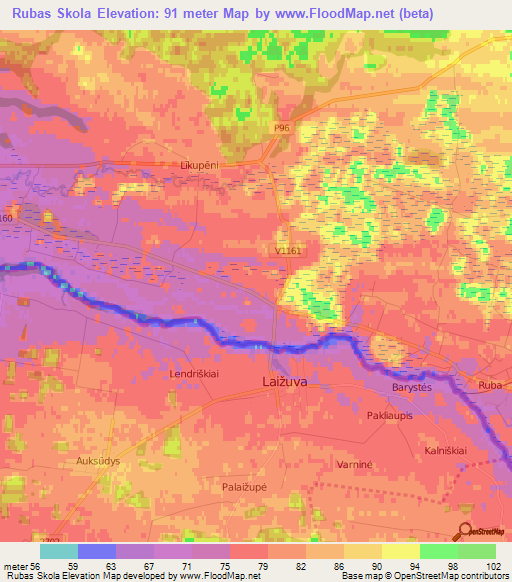 Rubas Skola,Latvia Elevation Map