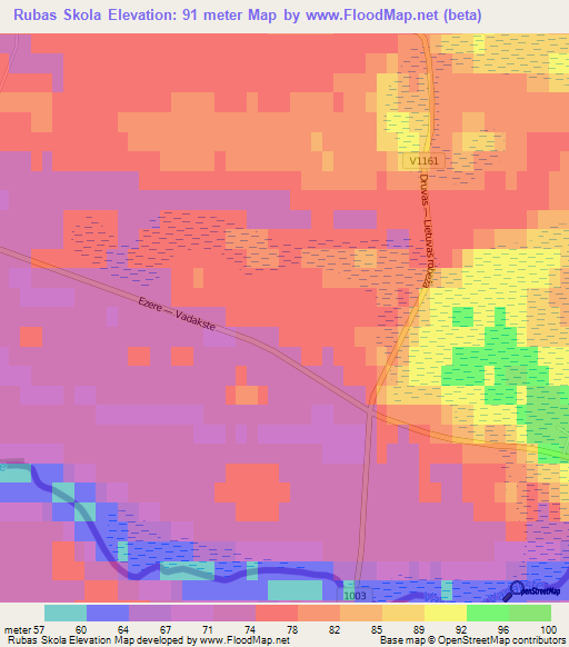 Rubas Skola,Latvia Elevation Map