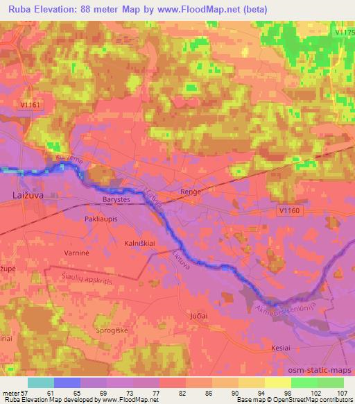 Ruba,Latvia Elevation Map