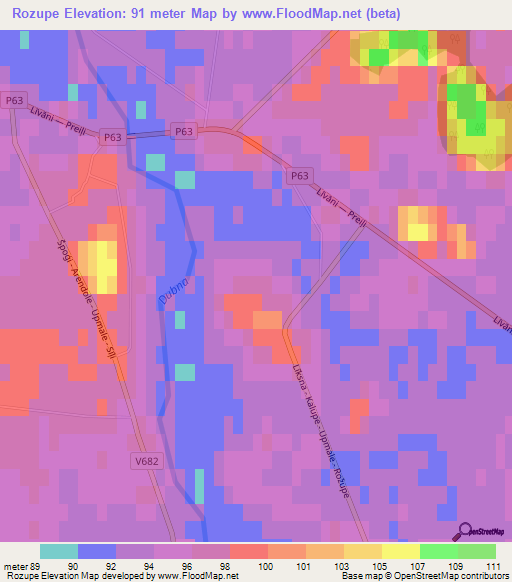 Rozupe,Latvia Elevation Map