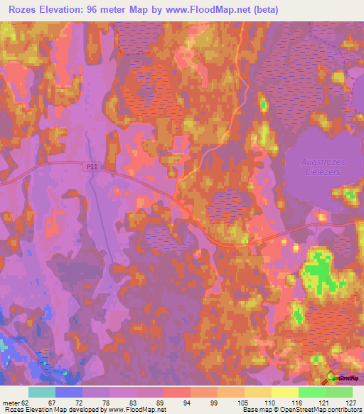 Rozes,Latvia Elevation Map