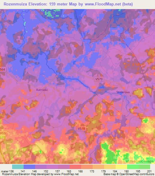 Rozenmuiza,Latvia Elevation Map