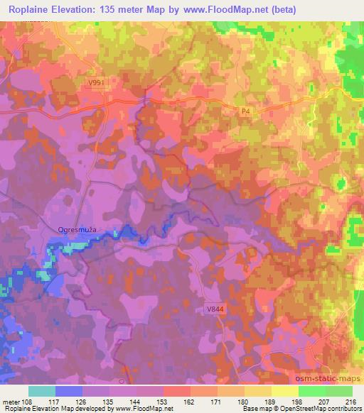 Roplaine,Latvia Elevation Map