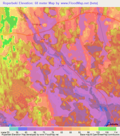 Roperbeki,Latvia Elevation Map