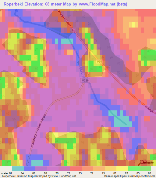 Roperbeki,Latvia Elevation Map