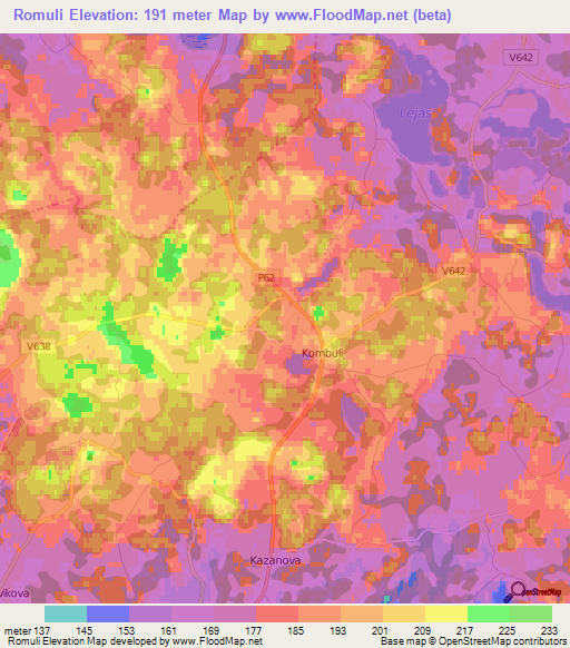 Romuli,Latvia Elevation Map