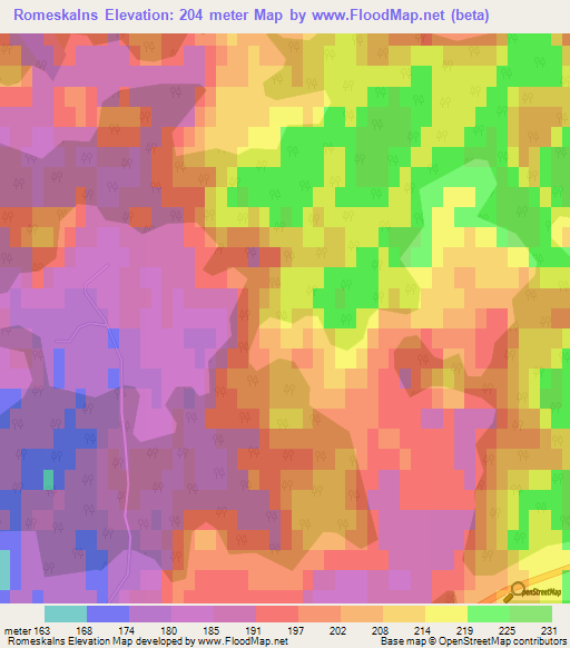 Romeskalns,Latvia Elevation Map