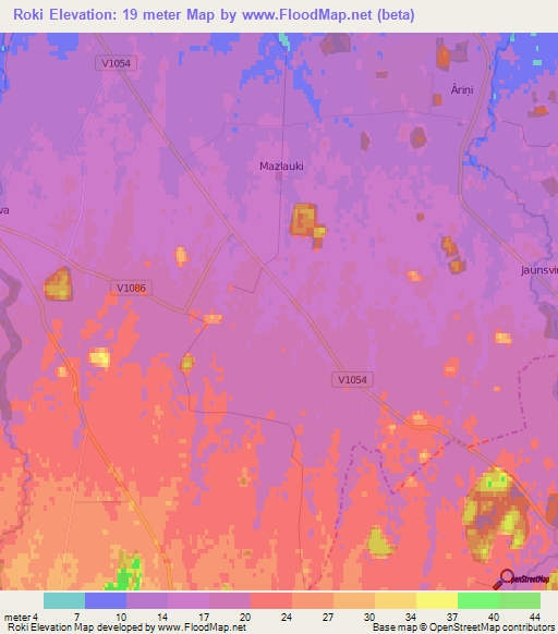 Roki,Latvia Elevation Map