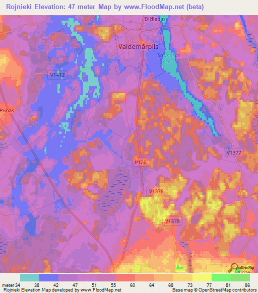 Rojnieki,Latvia Elevation Map