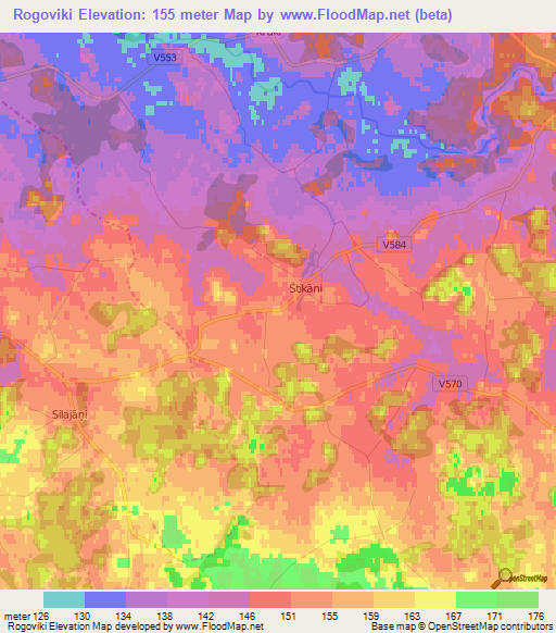 Rogoviki,Latvia Elevation Map