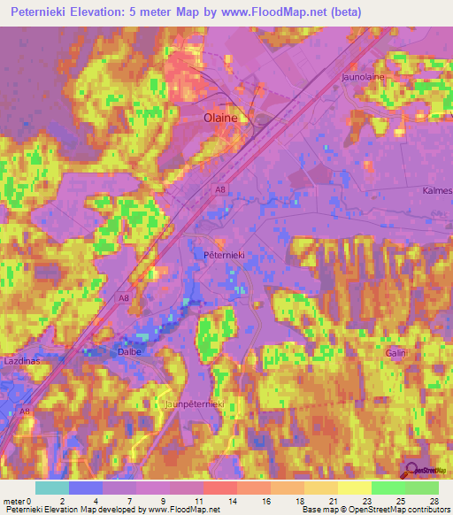 Peternieki,Latvia Elevation Map