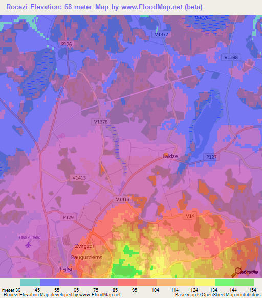 Rocezi,Latvia Elevation Map