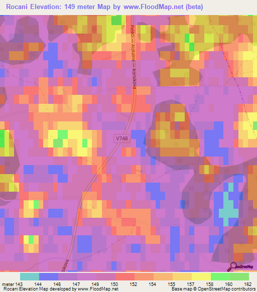 Rocani,Latvia Elevation Map