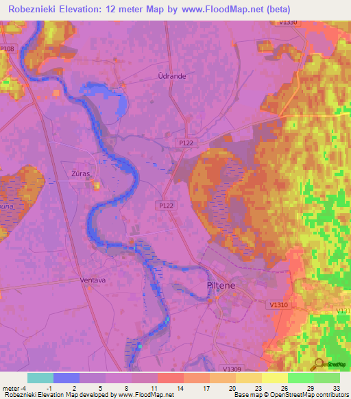 Robeznieki,Latvia Elevation Map