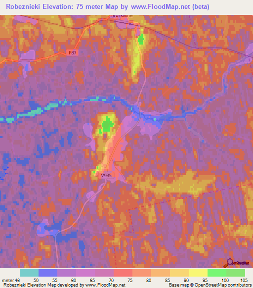 Robeznieki,Latvia Elevation Map