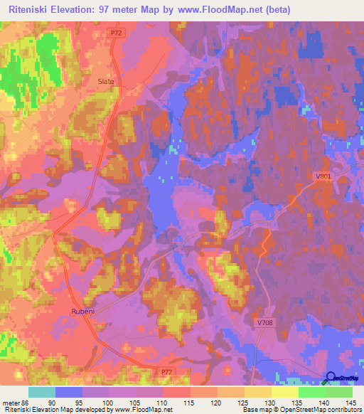 Riteniski,Latvia Elevation Map