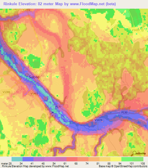 Rinkule,Latvia Elevation Map