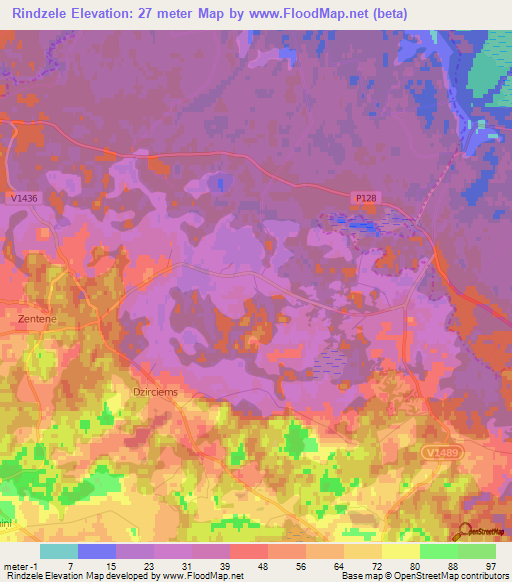 Rindzele,Latvia Elevation Map