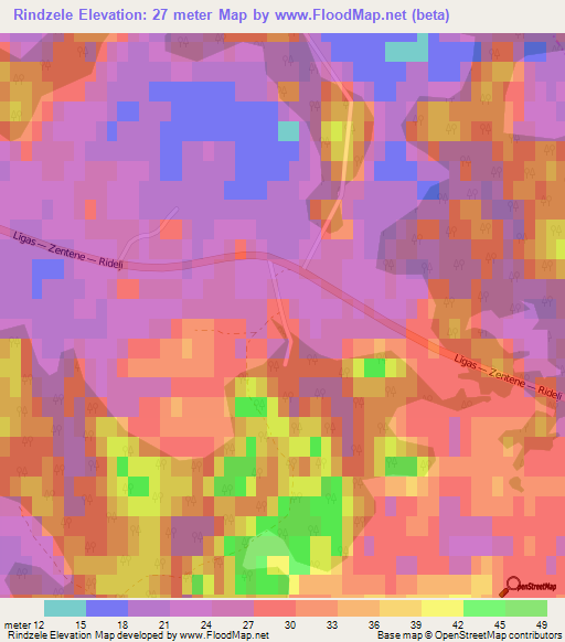 Rindzele,Latvia Elevation Map