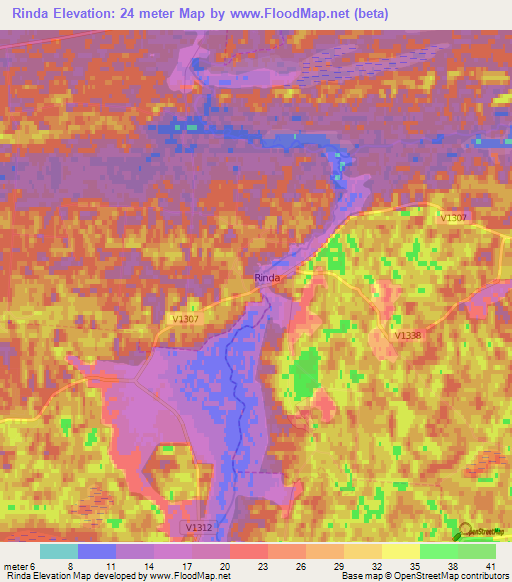 Rinda,Latvia Elevation Map