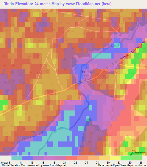 Rinda,Latvia Elevation Map