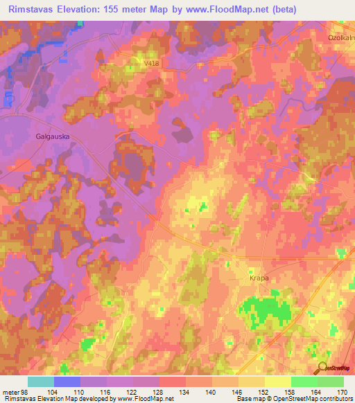 Rimstavas,Latvia Elevation Map