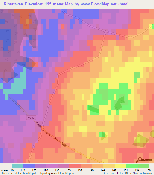 Rimstavas,Latvia Elevation Map