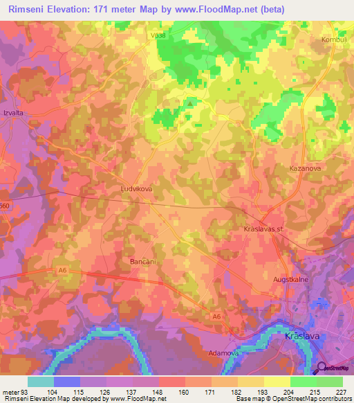 Rimseni,Latvia Elevation Map