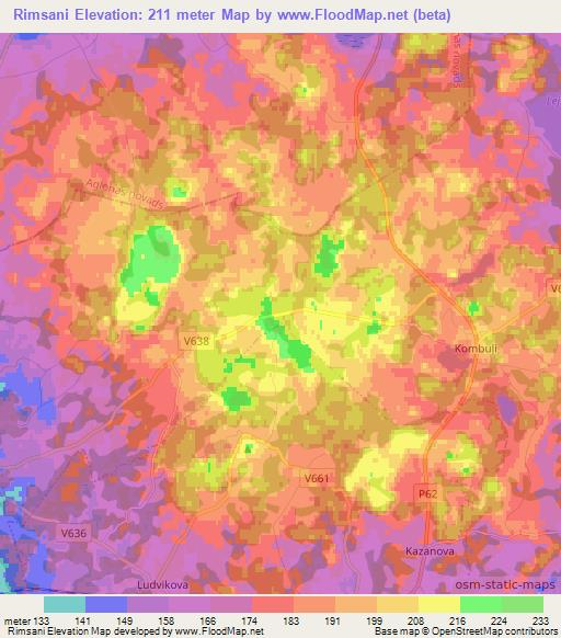 Rimsani,Latvia Elevation Map