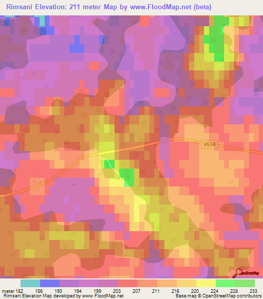 Rimsani,Latvia Elevation Map