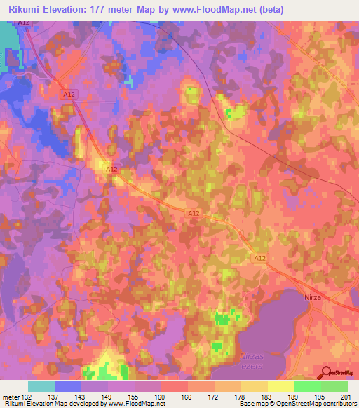 Rikumi,Latvia Elevation Map