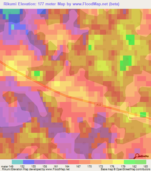 Rikumi,Latvia Elevation Map