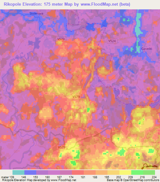 Rikopole,Latvia Elevation Map