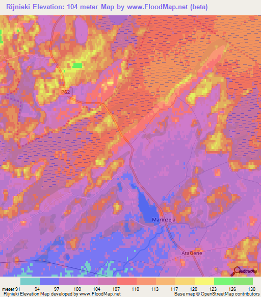 Rijnieki,Latvia Elevation Map