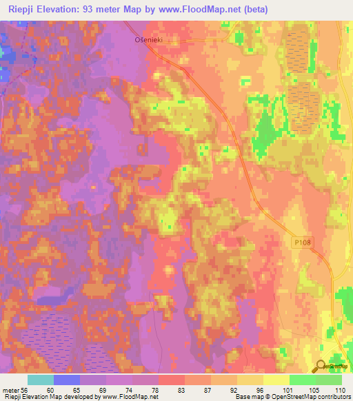 Riepji,Latvia Elevation Map